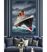 Denizde Giden Titanic Gemisi Dekoratif Kanvas - Mdf Ahşap Tablo