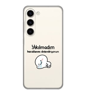 Samsung Galaxy S23 Uyumlu Yıkılmadım Tasarımlı Şeffaf Telefon Kılıfı