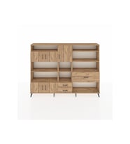Arges Dolap 13 Raflı 3 Çekmeceli 5 Kapaklı 220x30x163 Çam-Çam