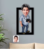 BK Gift Kişiye Özel Erkek Fotoğrafçı Karikatürlü 3D Ahşap Tablo-1
