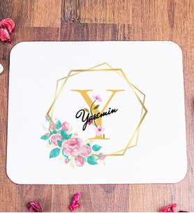Kişiye Özel Geometrik Yaldız Tasarımlı İsimli Mouse Pad
