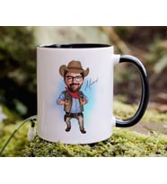 Bk Gift Kişiye Özel Kovboy Karikatürlü Siyah Kupa Bardak-1, Sevgiliye Hediye, Arkadaşa Hediye