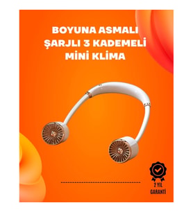 Mey İthalat® Katlanabilir Asılabilir Fan USB Şarjlı, 3 Vitesli Sessiz Mini Fan