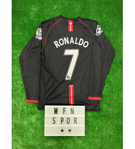 2008 Sezonu Cristiano Ronaldo Manchester United Uzun Kol Siyah Renk Nostalji Forma / Retro Ronaldo 2008 Sezonu Efsane Forma