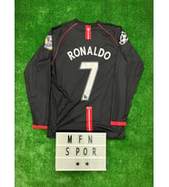 2008 Sezonu Cristiano Ronaldo Manchester United Uzun Kol Siyah Renk Nostalji Forma / Retro Ronaldo 2008 Sezonu Efsane Forma