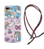 General Mobile GM8 Go GM9 GM20 Pro Plus Kılıf Boyun Asklı Rasta Silikon Unicorn Mektup 1800