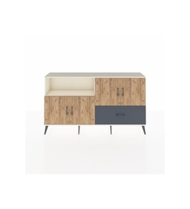 Arges Konsol 4 Raflı Tek Çekmeceli 4 Kapaklı 176x30x99 Aytaşı-Çam/Antrasit