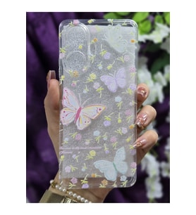 Realme C55 Uyumlu Kelebek Desenli Silikon Şeffaf Telefon Kılıfı