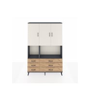 Arges Dolap 6 Raflı 6 Çekmeceli 3 Kapaklı 132x30x195 Antrasit-Aytaşı/Çam