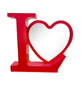 Fotoğraflı Love Sihirli Ayna (Kırmızı)