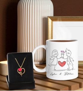 BK Gift Kişiye Özel Kupa ve Zirkon Taşlı Aşk Çiçeği Kalp Kolye-1, Sevgiliye Hediye, Doğum Günü Hediyesi, Yıl Dönümü Hediyesi