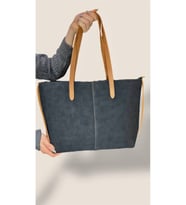 Kadın Süet Geniş Hacimli Fermuarlı Günlük Tote Model Büyük Boy(40x28) (Siyah)