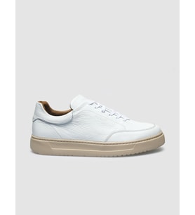 %100 Hakiki Deri Beyaz Bağcıklı Erkek Sneaker