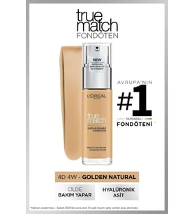 L'Oreal Paris True Match Bakım Yapan Fondöten - 4w Sıcak Alt Ton