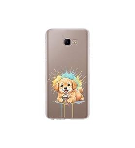 Samsung Galaxy J4 Core ile Uyumlu Splash Köpek Tasarımlı Şeffaf Silikon Kılıf