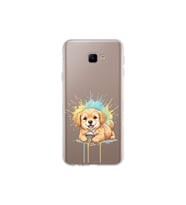Samsung Galaxy J4 Core ile Uyumlu Splash Köpek Tasarımlı Şeffaf Silikon Kılıf