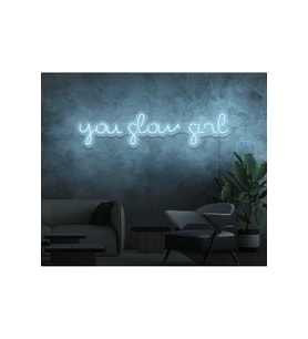 you glow girl Yazılı Neon Tabela