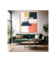 Soyut Ahşap Çerçeveli MDF Tablo Renkli Fırça Darbeleri Modern Salon Tablosu Dekorasyon Duvar Tablosu (Ahşap)