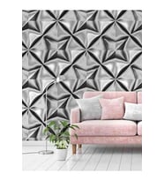 Dreamwall Geometrik Yıldız Desenli Yırtılmaz Tekstil Duvar Kağıdı (Gri)