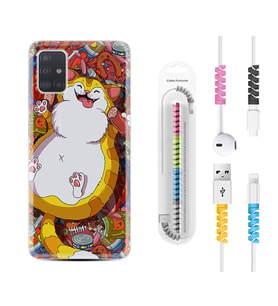 Samsung a71 A72 A73 A7 A9 2018 C7 C9 Kılıf Kablo Koruma Spiral Silikon Tombul Kedi 1739