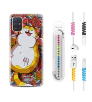 Samsung a71 A72 A73 A7 A9 2018 C7 C9 Kılıf Kablo Koruma Spiral Silikon Tombul Kedi 1739