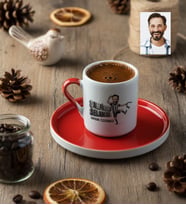 Kişiye Özel Karikatürlü Siyah Beyaz Taraftar Türk Kahvesi Fincanı Doğum Günü Hediyesi