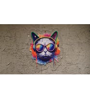 MÜZİK DİNLEYEN KEDİ NEON GECE LANBASI (Mor)