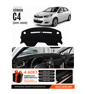 CITROEN C4 (2011-2020) Uyumlu Torpido Örtüsü Torpido Kılıfı - Siyah