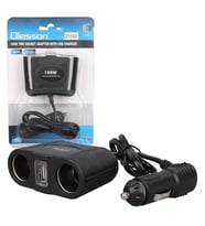 Olesson 1645 12-24V Tek USB Girişli 100W 70Cm Kablolu 2 Li Araç Çakmak Çoklayıcı
