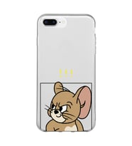 Iphone 7 Plus ve 8 Plus Uyumlu Tom ve Jerry Tasarımlı Şeffaf Telefon Kılıfı