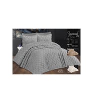 Çift Kişilik Yatak Örtüsü Gri 3 Parça Yatak Örtüsü Bedspread