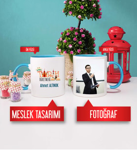 Tarih Öğretmeni Kupa Bardak Mavi Fotoğraflı