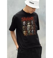 Kuru Kafa Slipknot Müzik Grubu Baskılı Unisex Oversize Tişört