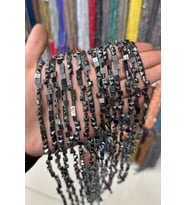 Hematit Taşı Kare Piramit Kesim 5x5mm- Parlak Füme Doğal Taş Dizi