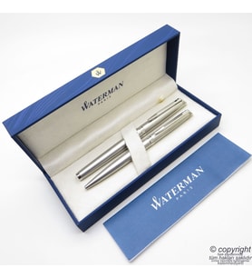 Waterman Hemisphere Mat Krom CT Roller Kalem + Tükenmez Kalem Set  İsme Özel Kalem  Hediye Kalem