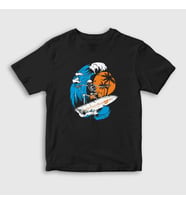 Presmono Unisex Çocuk Siyah Surfer Skeleton T-Shirt 290088tt