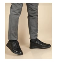 Voyager Erkek Hakiki Deri Sneaker (Siyah)