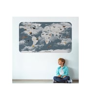 Eğitici Dünya Haritası Dünya Atlası Çocuk Ve Bebek Odası Duvar Sticker-3818-60x105