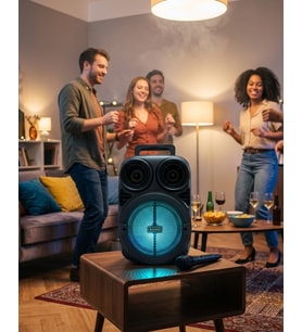 Taşınabilir Karaoke Hoparlör 6.5 İnç Mikrofonlu Rgb Işıklı Usb Tf Kart Destekli