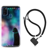 Samsung M21 M22 M23 M30 M31S M32 Kılıf Boyun Askılı Silikon Window Cat 1787