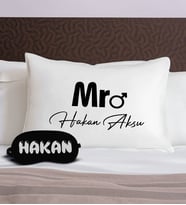 BK Gift Kişiye Özel İsimli Pamuklu Yastık Kılıfı ve Göz Bandı Uyku Seti-1, Tasarım Ev Tekstili, Uyku Bandı, Ev Hediyesi