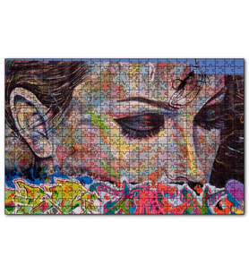 Cakapuzzle Graffiti ve Duvar Boyama Gözleri Kapalı Kadın  Puzzle Yapboz MDF (Ahşap) (120 Parça)