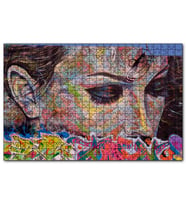 Cakapuzzle Graffiti ve Duvar Boyama Gözleri Kapalı Kadın  Puzzle Yapboz MDF (Ahşap) (120 Parça)