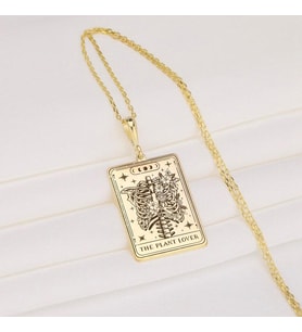 Tasarım The Plant Lover Tarot Kolye Mistik Hediye 925K Gümüş (Gold)