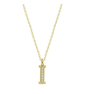 Gümüş Gold İ Harfi Kadın Kolye SL4764