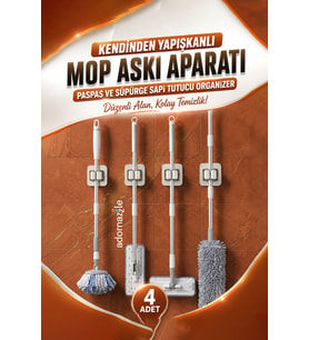 Kendinden Yapışkanlı Mop Paspas Süpürge Sapı Tutucu Askı Aparatı