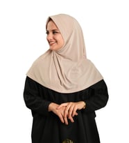 Bej Pratik Hazır Geçmeli Tesettür Eşarp Sandy Kumaş Sade 1600_12
