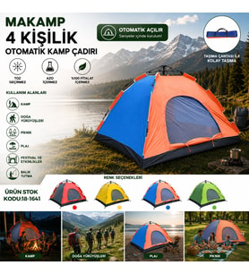 4 KİŞİLİK TOZ GEÇİRMEZ 200CMX200CMX135CM OTOMATİK KAMP ÇADIR HERHANGİ BİR RENK GÖNDERİLİR