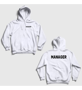 Presmono Unisex Gri Yönetici Müdür Manager Sırt Baskılı Kapüşonlu Sweatshirt 545889tt (Beyaz)