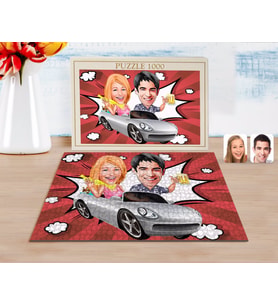 BK Gift Kişiye Özel Sevgililer Karikatürlü 1000 Parça Profesyonel Puzzle-53